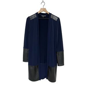 Anatomie Navy Long Sleeves Long Open Cardigan LambSkin Details Size S